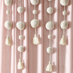 Boho Pom Pom Tassel Faux Linen Window Curtain Panel