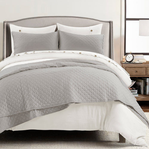 Belgian Flax Linen Rich Cotton Blend Quilt 3 Piece Set