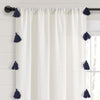 Boho Faux Linen Texture Tassel Window Curtain Panel