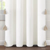 Boho Faux Linen Texture Tassel Window Curtain Panel