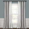 Luxury Vintage Velvet & Sheer With Border Pompom Trim Window Curtain Panel