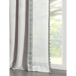 Luxury Vintage Velvet & Sheer With Border Pompom Trim Window Curtain Panel