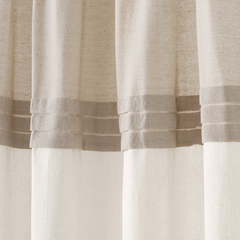 Farmhouse Faux Linen Colorblock Pleated Window Curtains