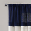 Farmhouse Faux Linen Colorblock Pleated Window Curtains