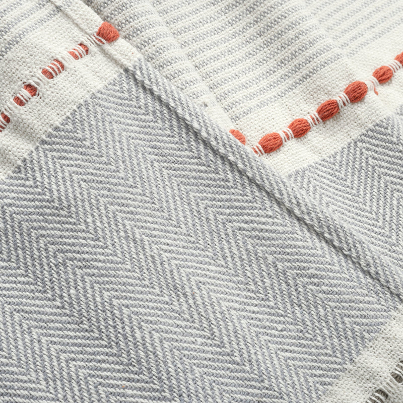 Herringbone Stripe Yarn Dyed Cotton Woven Tassel Throw