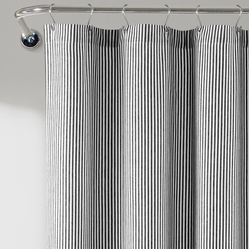 Farmhouse Vintage Stripe Yarn Dyed Recycled Cotton Shower Curtain