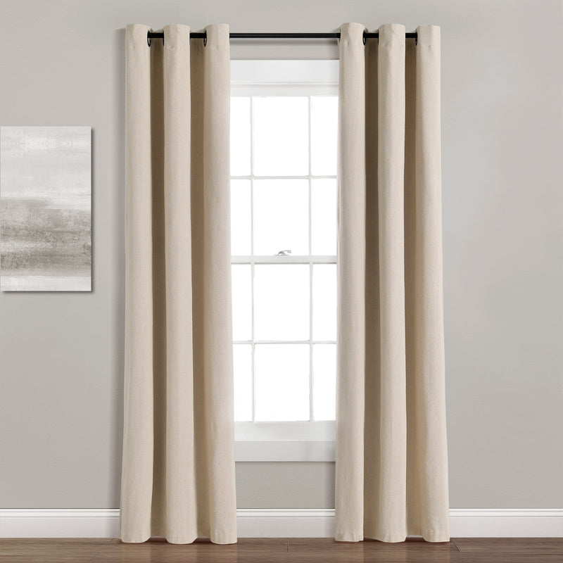 Insulated Grommet Blackout Faux Linen Window Curtain Panel