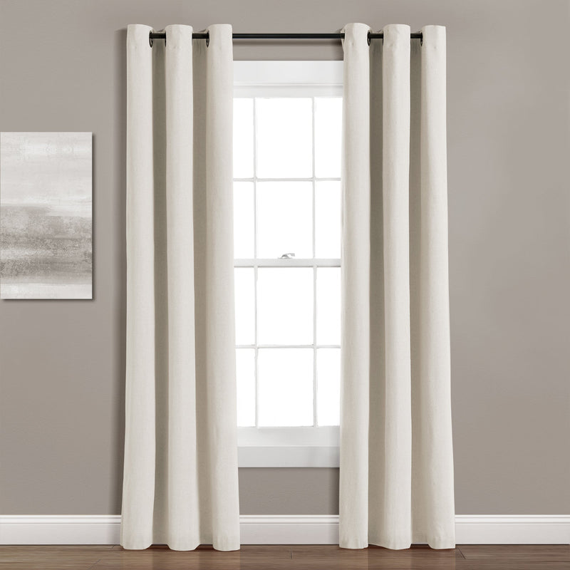 Insulated Grommet Blackout Faux Linen Window Curtain Panel