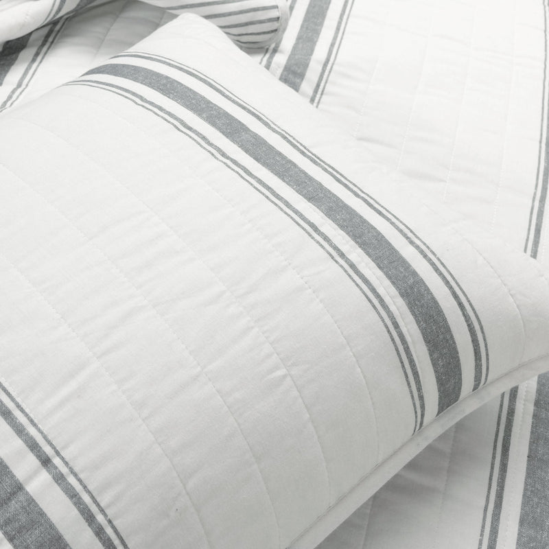 Farmhouse Stripe Reversible Cotton Quilt Set