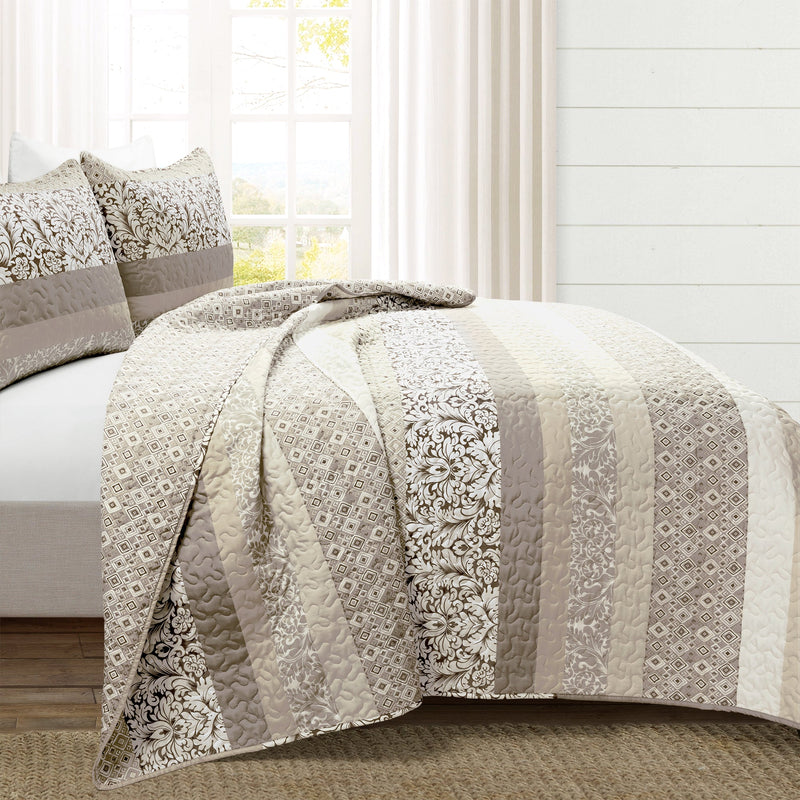 Boho Stripe 3 Piece Quilt Set