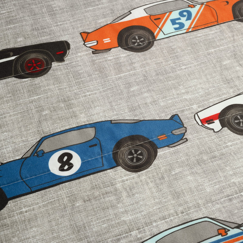 Race Cars Reversible Quilt Set + Sheet Set Combo