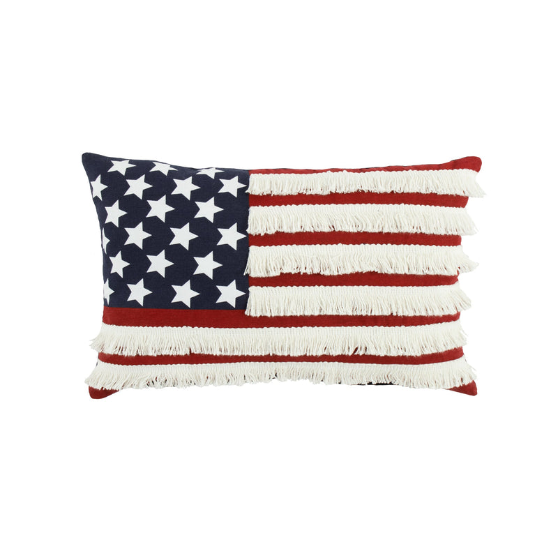 American Flag Fringe Decorative Pillow