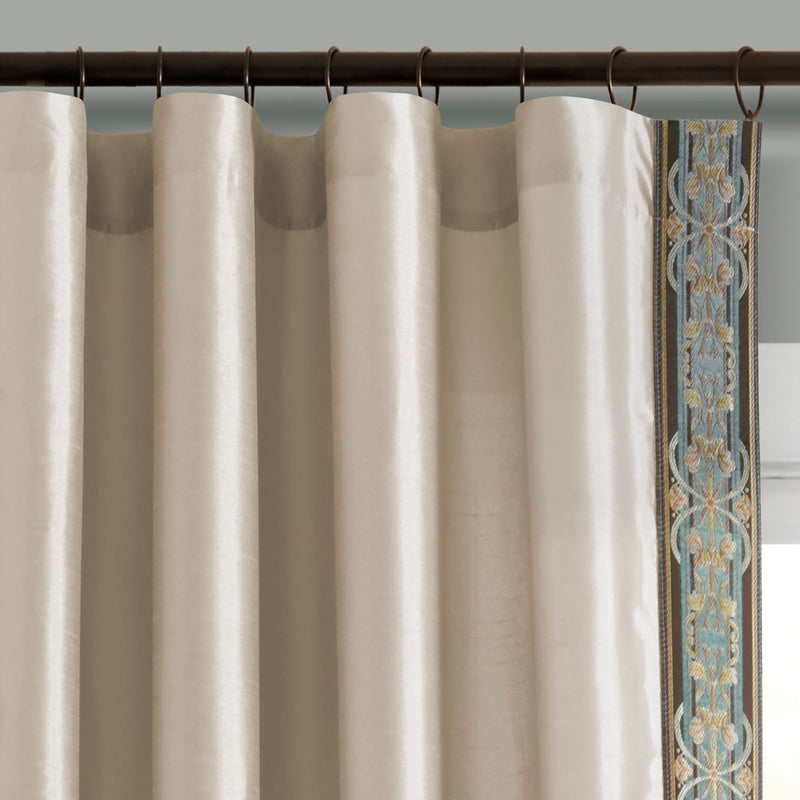 Luxury Traditional Regency Faux Silk Border Trim Window Curtain