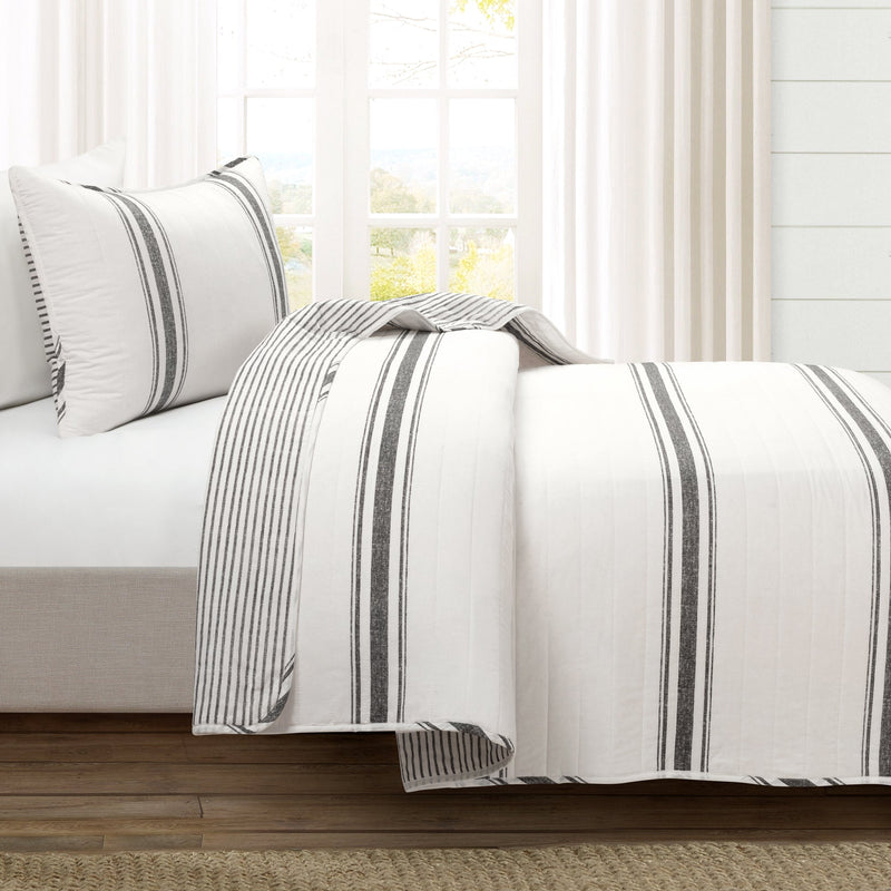 Farmhouse Stripe Reversible Cotton Quilt Set