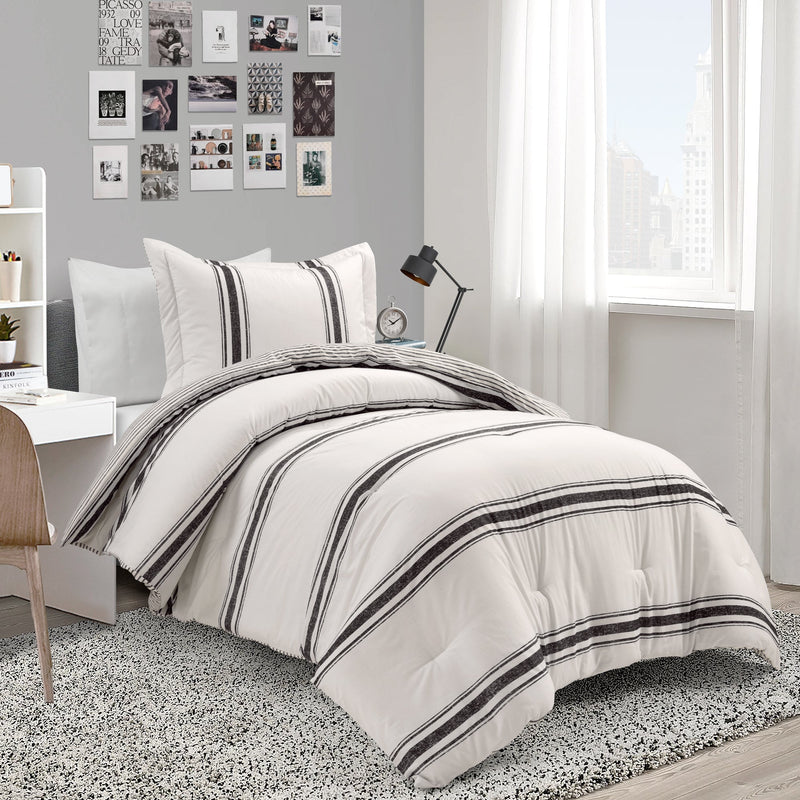 Farmhouse Stripe Cotton Reversible Comforter Set