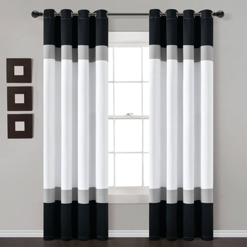 Alexander Color Block Light Filtering Window Curtain Panel Set