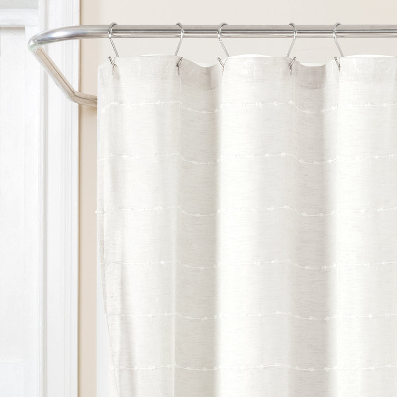 Farmhouse Textured Sheer With Peva Lining Shower Curtain Set