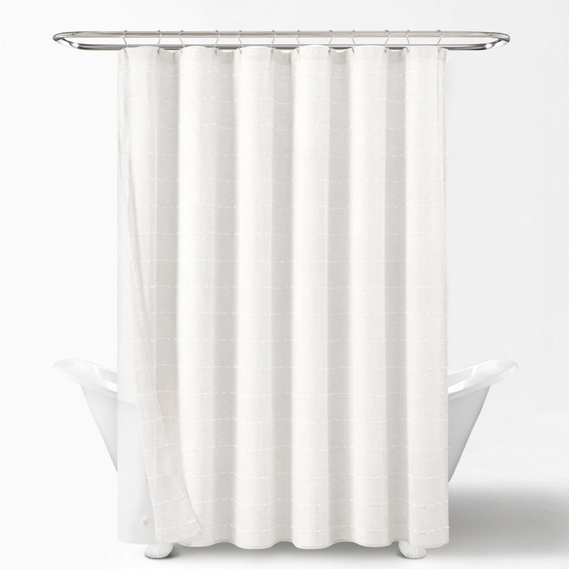 Farmhouse Textured Sheer With Peva Lining Shower Curtain Set