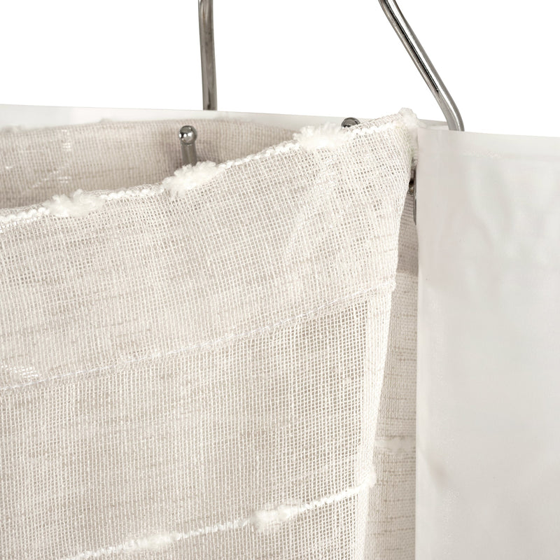 Farmhouse Textured Sheer With Peva Lining Shower Curtain Set