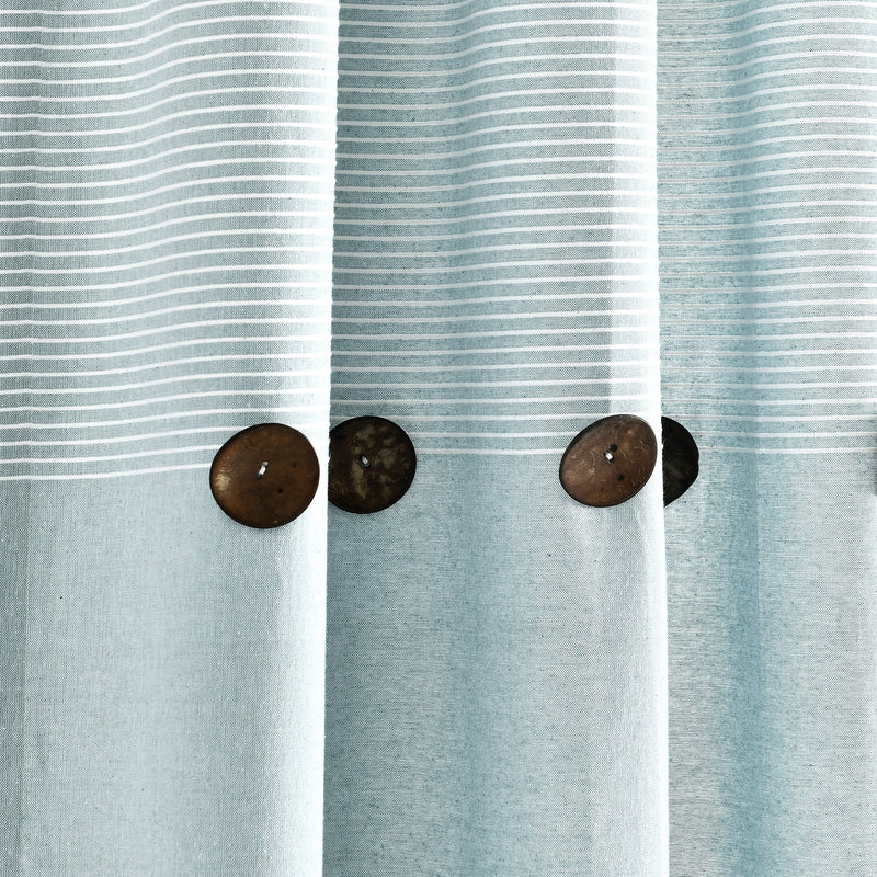Farmhouse Button Stripe Yarn Dyed Woven Cotton Window Curtain Panel Set