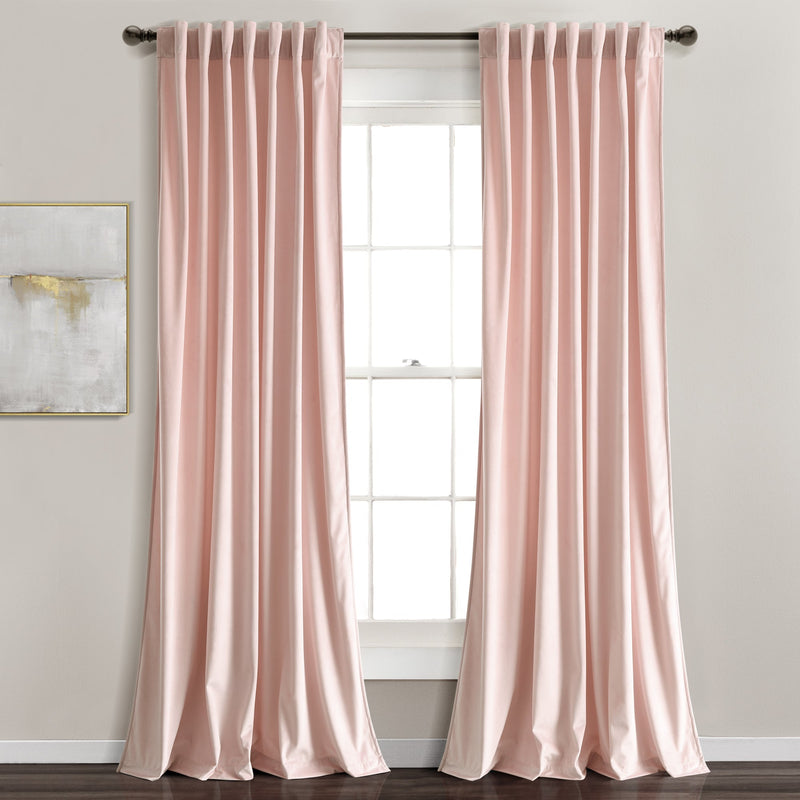 Prima Velvet Solid Back Tab Rod Pocket Light Filtering Window Curtain Panel Set