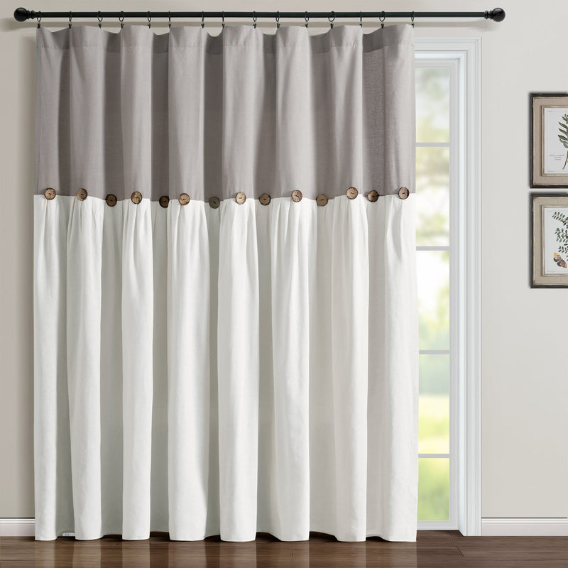 Linen Button Window Curtain Panel