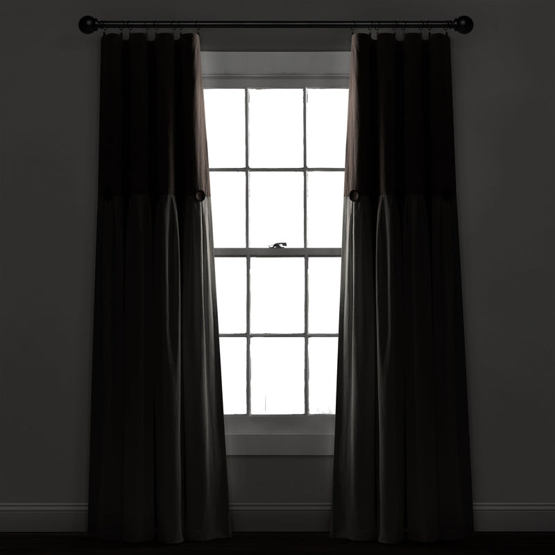 Linen Button Lined 100% Blackout Window Curtain Panel