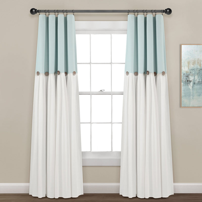 Linen Button Lined 100% Blackout Window Curtain Panel