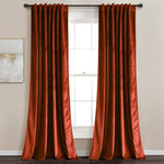 Prima Velvet Solid Back Tab Rod Pocket Light Filtering Window Curtain Panel Set