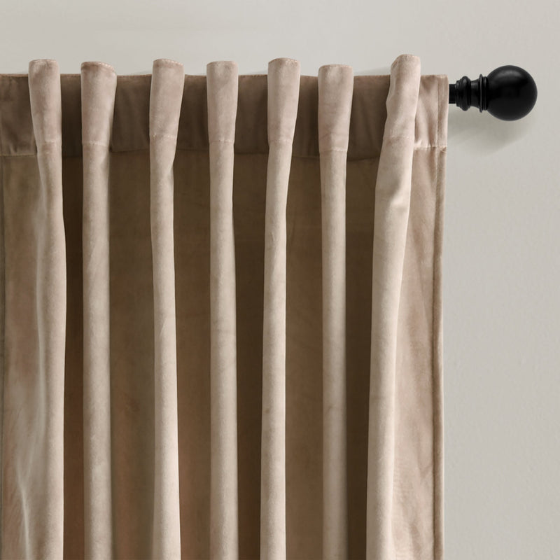 Prima Velvet Solid Back Tab Rod Pocket Light Filtering Window Curtain Panel Set