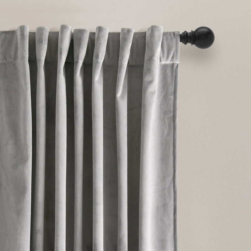 Prima Velvet Solid Back Tab Rod Pocket Light Filtering Window Curtain Panel Set