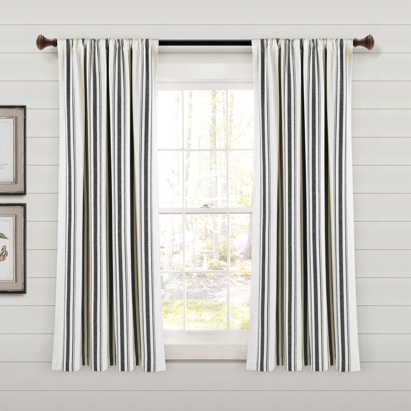 Farmhouse Stripe Yarn Dyed Recycled Cotton Window Curtain Panel Set