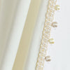 Luxury Vintage Velvet With Silky Pompom Trim Window Curtain Panel