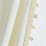 Luxury Vintage Velvet With Silky Pompom Trim Window Curtain Panel
