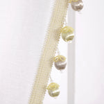 Luxury Vintage Velvet & Sheer With Border Pompom Trim Window Curtain Panel