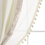 Luxury Vintage Velvet & Sheer With Border Pompom Trim Window Curtain Panel