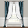 Luxury Vintage Velvet & Sheer With Border Pompom Trim Window Curtain Panel