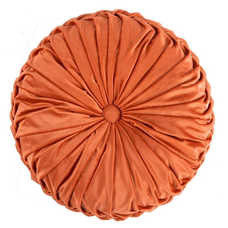 Round Pleated Soft Velvet Decorative Pillow