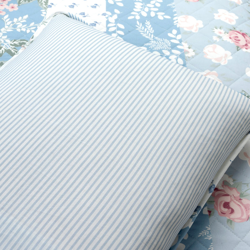 Cottagecore Flower Stripe Cotton Quilt 3 Piece Set