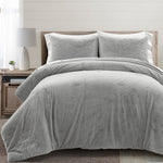 Modern Solid Ultra Soft Faux Fur Comforter Bed In A Bag