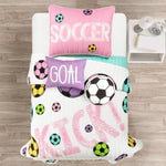 Girls Soccer Kick Quilt Set