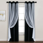 Grommet Sheer With Insulated Blackout Lining Curtain Panel Set