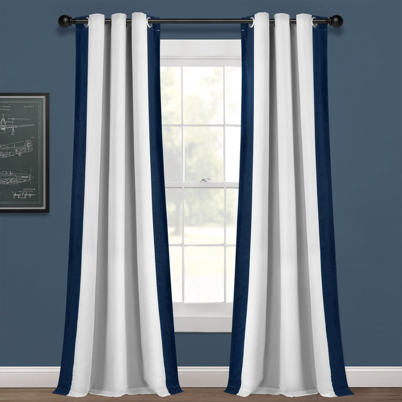 Block Border Blackout Window Curtain Panel