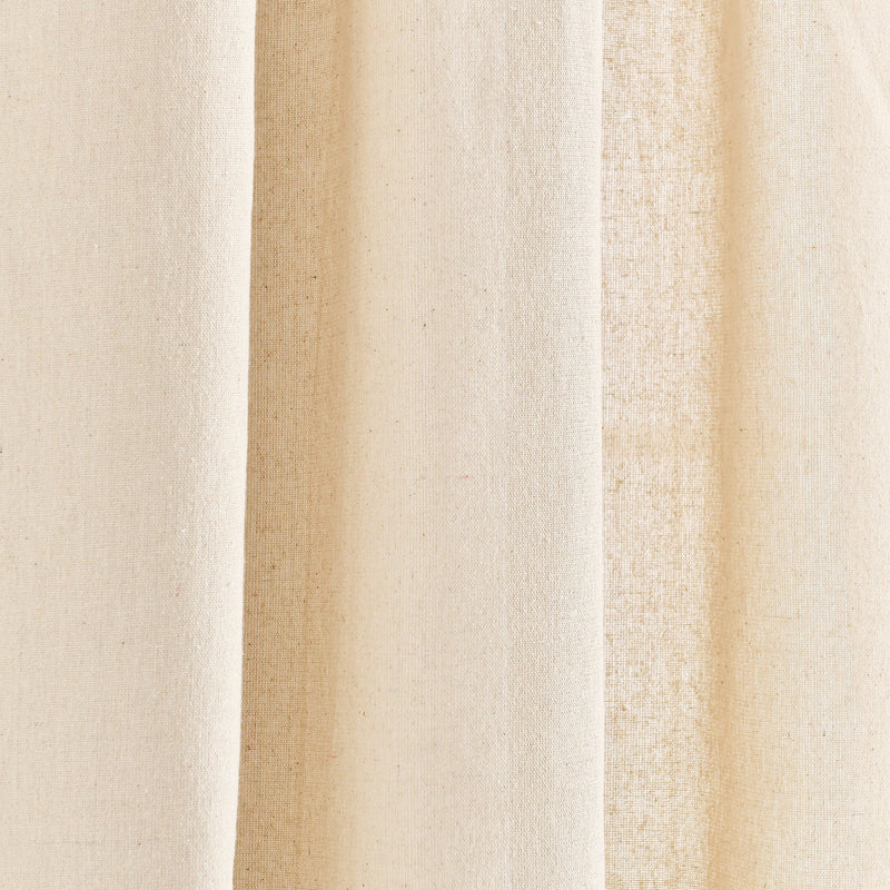 Modern Faux Linen Embroidered Edge With Attached Valance Window Curtain Panel Set