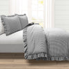 Farmhouse Stripe Reyna Ruffle Reversible Comforter 3 Piece Set