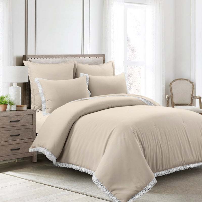 Rosalie Cottagecore Lace Trim 5 Piece Comforter Set