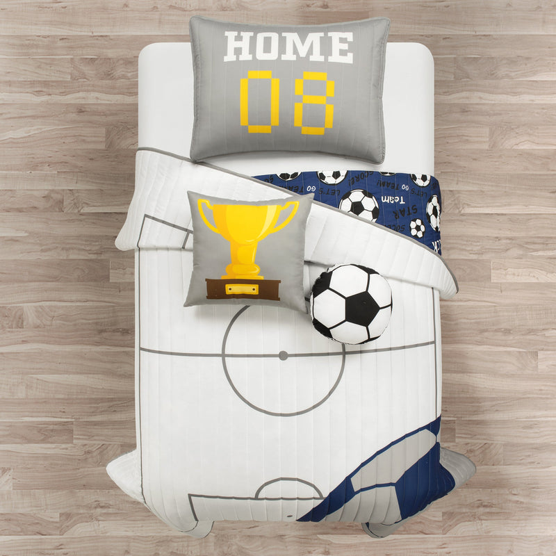 Soccer Game Reversible Oversized Quilt Set