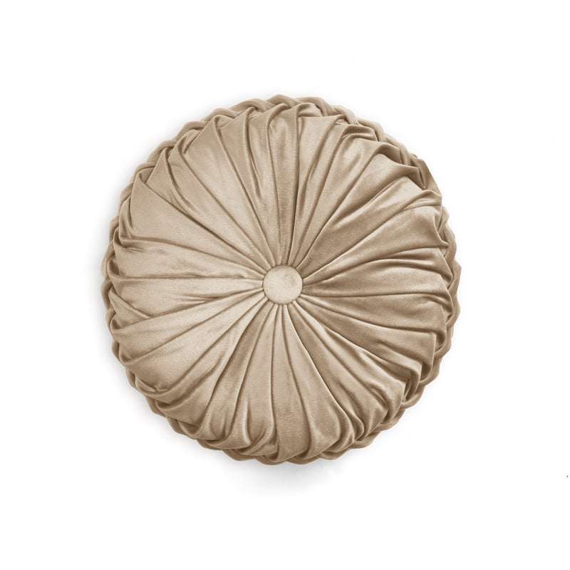 Round Pleated Soft Velvet Decorative Pillow