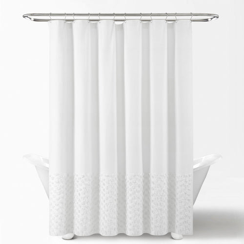 Boho Polka Dot Yarn Dyed Recycled Cotton Shower Curtain