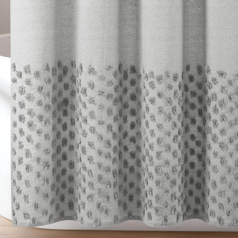 Boho Polka Dot Yarn Dyed Recycled Cotton Shower Curtain